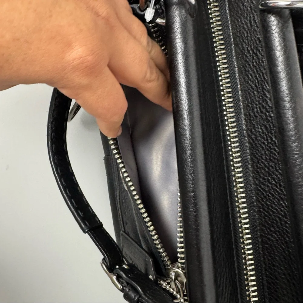 Coach Black Leather Satchel with Silver Hardware